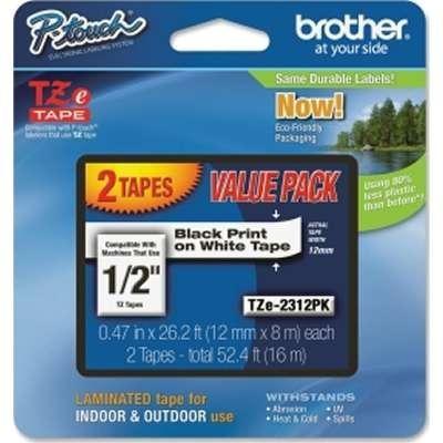 Brother 2 Pack Black On White 1/2"