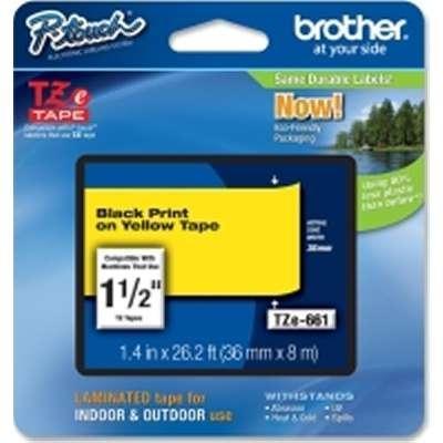 Brother TZe661 36MM (1/4") Black On Yellow Tape for P-Touch 8M (26.2 ft)