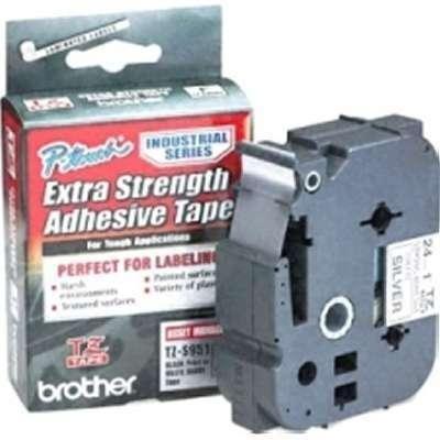 Brother TZeS951 24" (0.94") Black on Matte Silver Tape with Extra Strength Adhesive 8M