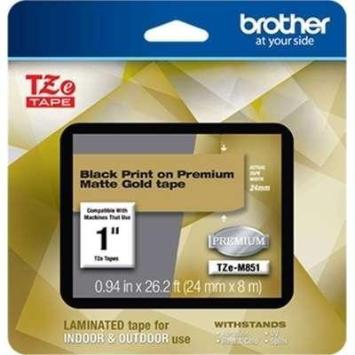 Brother 24MM 8M Black Matte Satin Gold Labels